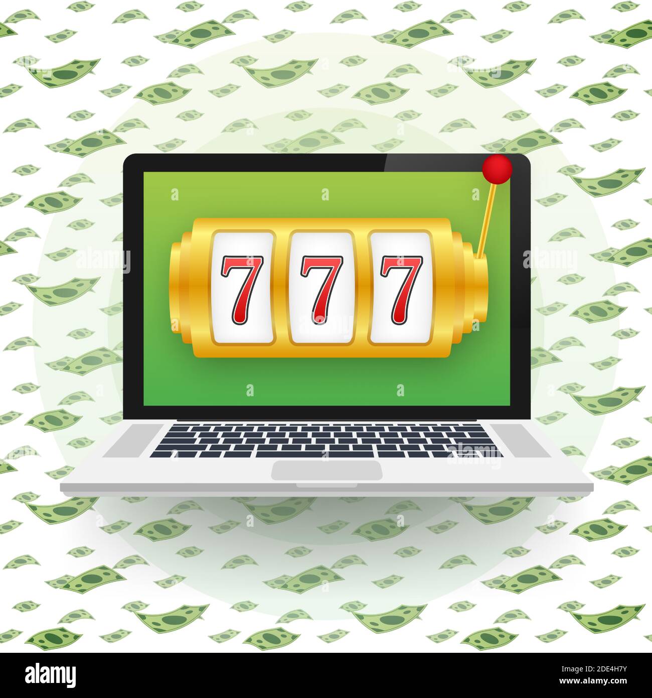 Retro-Banner für Spiel Hintergrunddesign. Gewinner-Banner. Spielautomat mit glücklichen sevens jackpot. Vektorgrafik. Stock Vektor