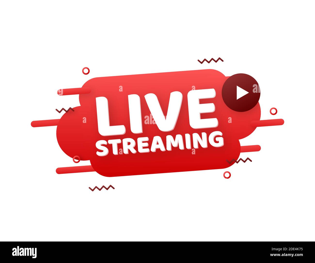 Live Streaming flaches Logo - rotes Vektor-Design-Element mit Play-Taste. Vektorgrafik Stock Vektor