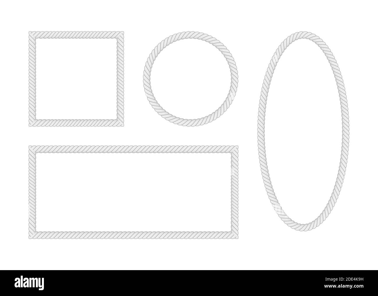 Satz von verschiedenen Stärken Seile isoliert auf weiß. Vektorgrafik. Stock Vektor