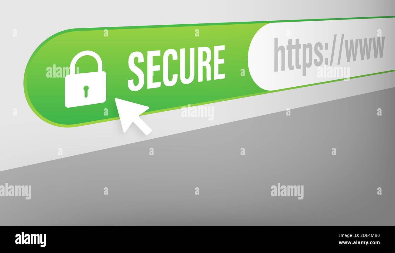 Symbol für sichere Verbindung Vektordarstellung isoliert auf weißem Hintergrund, flache Form gesichert ssl-Schild Symbole. Stock Vektor