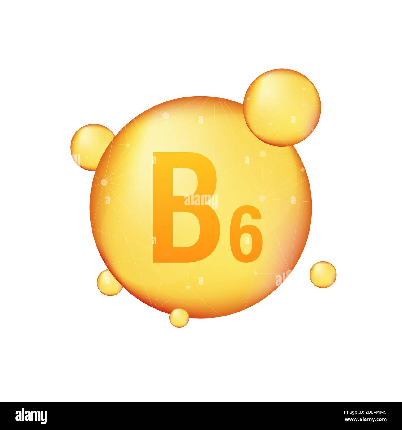 Vitamin B 6 Gold glänzende Ikone. Ascorbinsäure. Vektorgrafik Stock Vektor