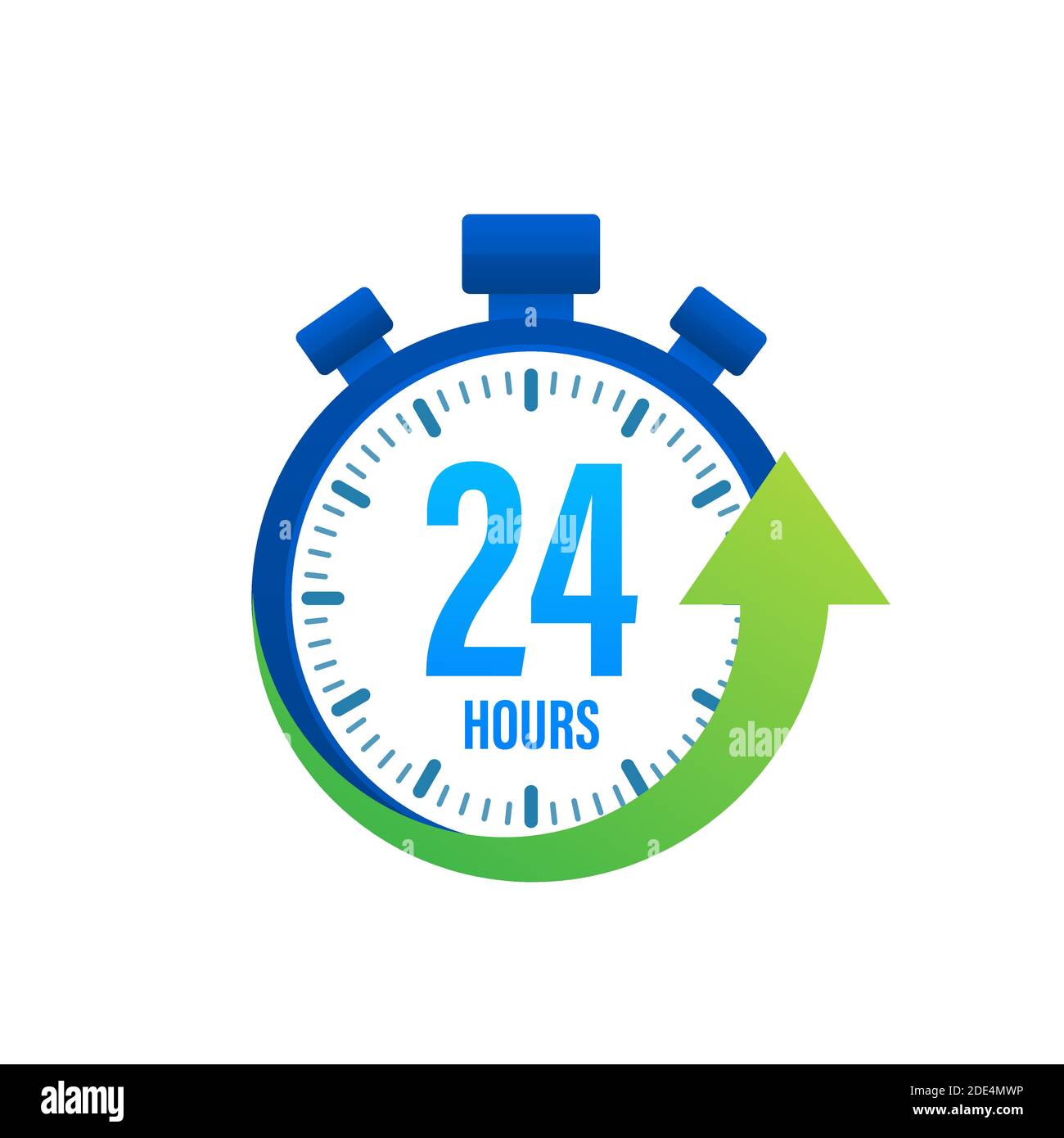 24 Stunden auf blauer Uhr. Online-Delivery-Service-Konzept. Service-Center-Symbol. Uhr, Zeitsymbol. Vektorgrafik. Stock Vektor