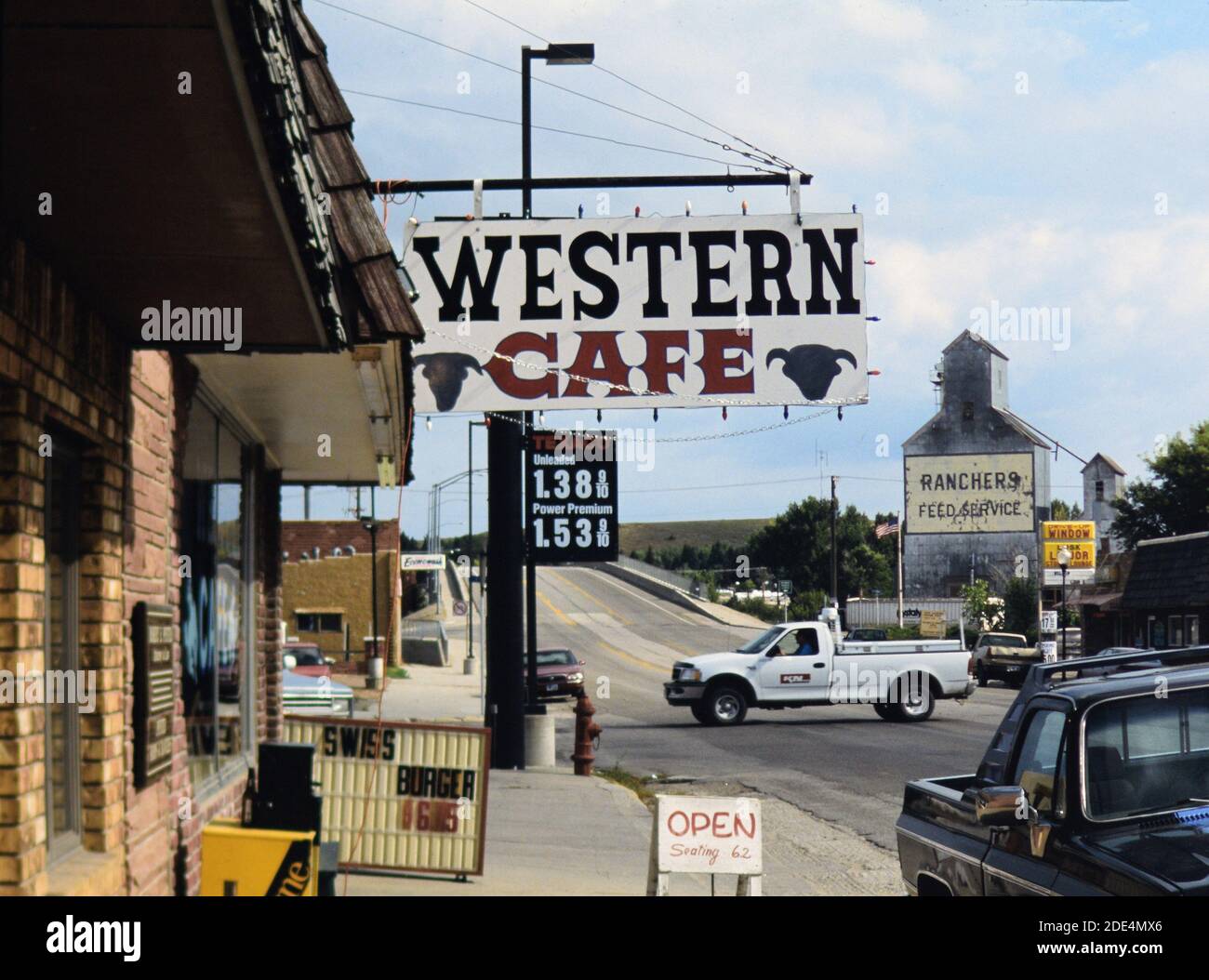 Western Cafe in der Innenstadt von Lusk Wyoming im Jahr 2001 (aus dem Geschäft als von 2018) Stockfoto