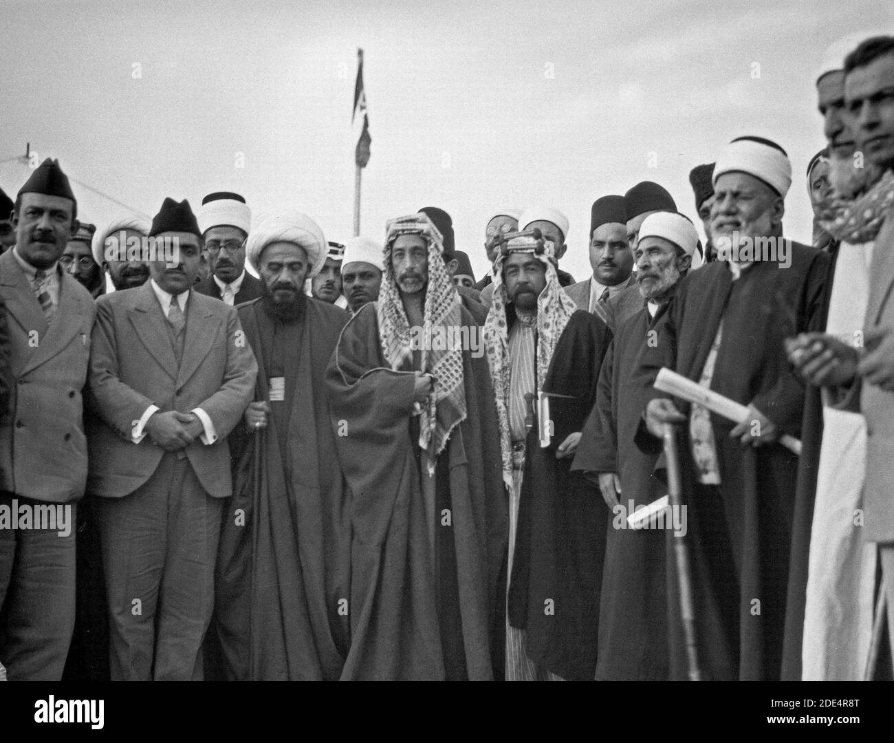 Geschichte des Nahen Ostens - Panislamische Konferenz versammelt sich in Shunet Nimrin Transjordan. König Ali und Emir Abdullah: Eine Nahaufnahme Stockfoto