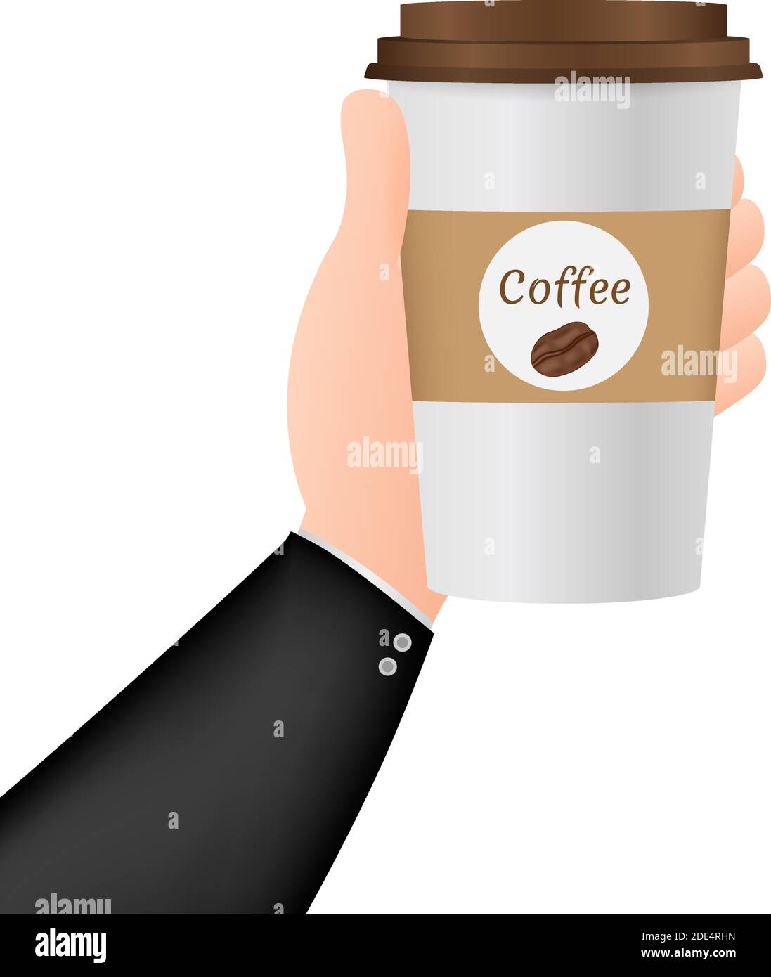 Einweg-Kaffeetasse in der Hand. Vektorgrafik. Stock Vektor