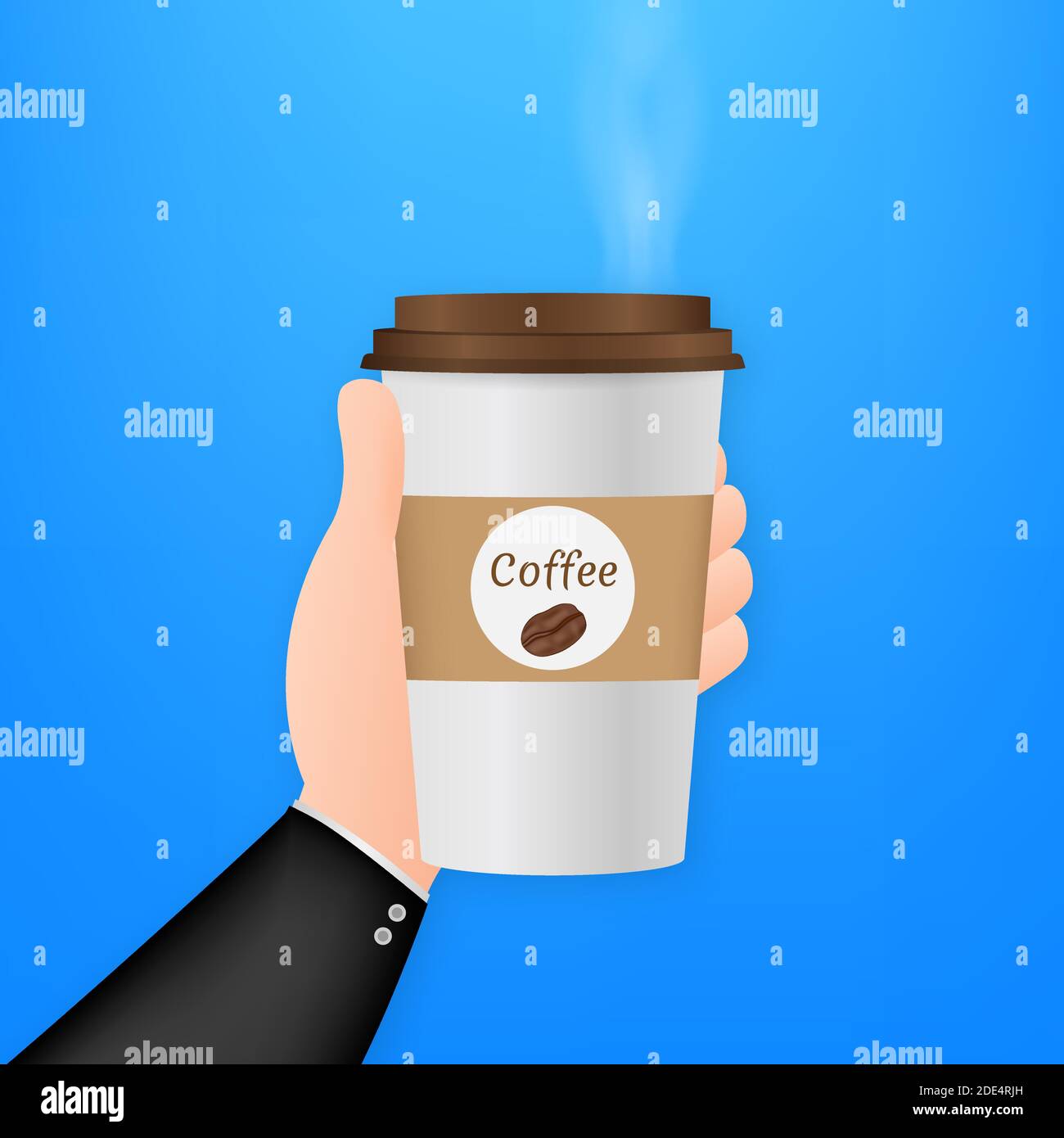 Einweg-Kaffeetasse in der Hand. Vektorgrafik. Stock Vektor