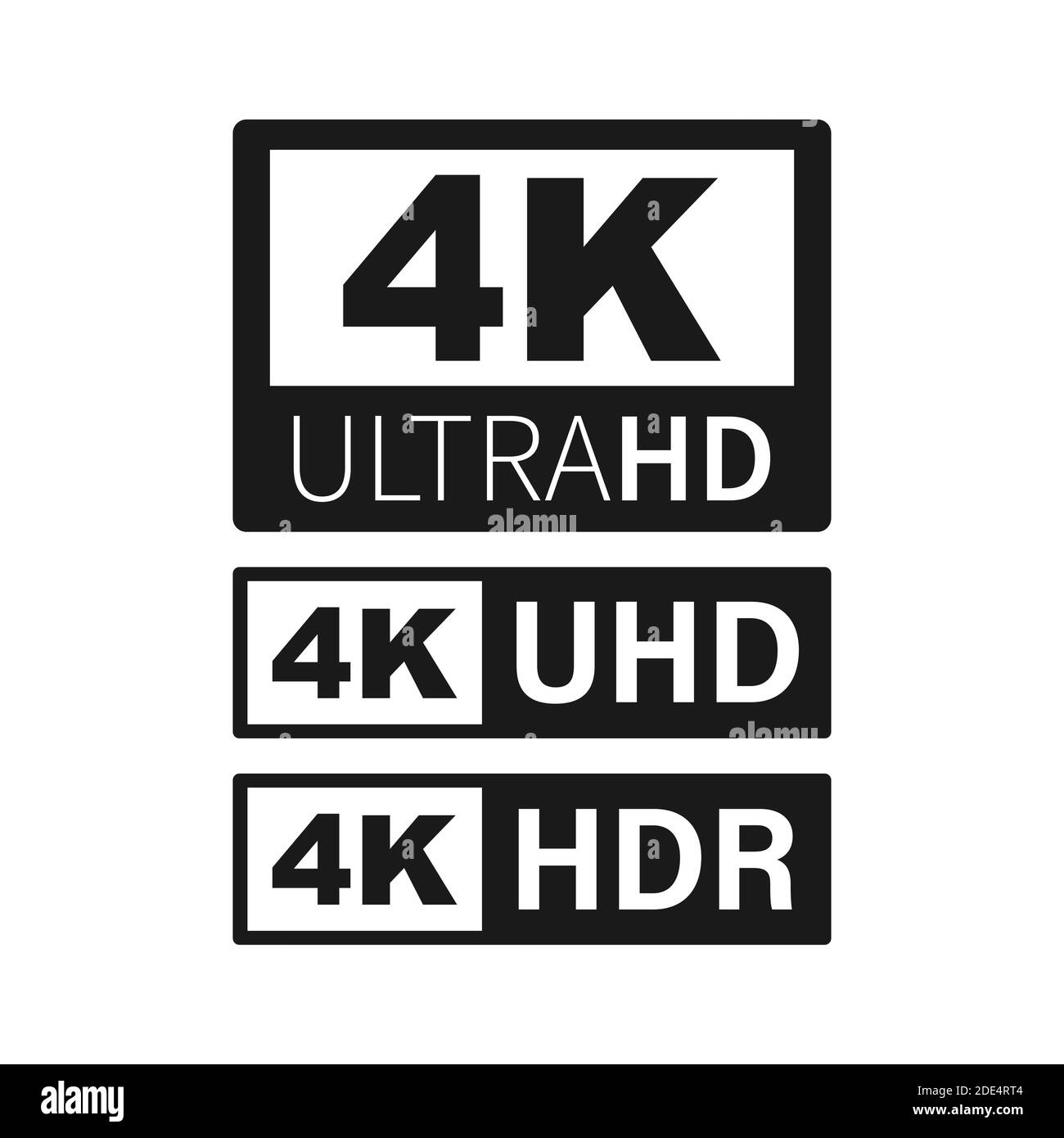 4K Ultra HD-Label. Hochtechnologie. LED-Fernsehbildschirm. Vektorgrafik. Stock Vektor