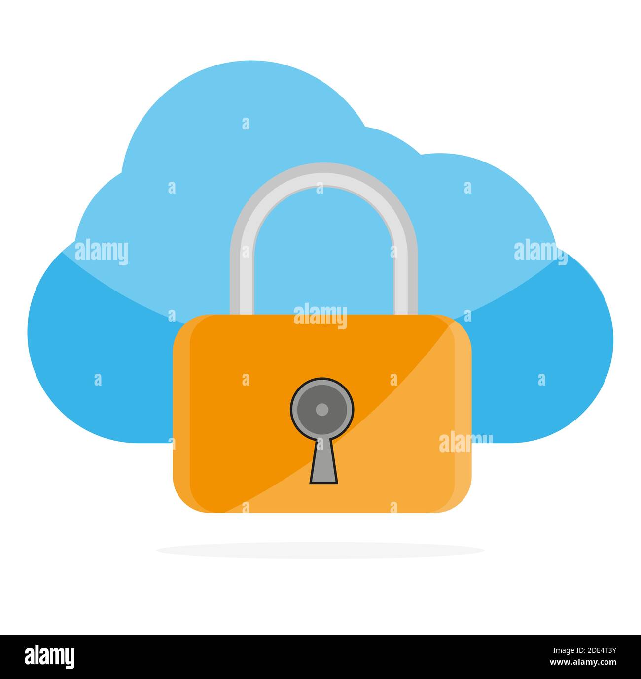 Cloud Computing Lock Security Concept Vektor-Illustration auf einem weißen Hintergrund Stock Vektor