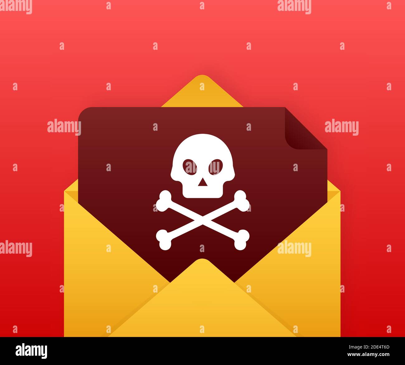 Roter E-Mail-Virus. Computerbildschirm. Virus, Piraterie, Hacking und Sicherheit, Schutz. Vektorgrafik. Stock Vektor
