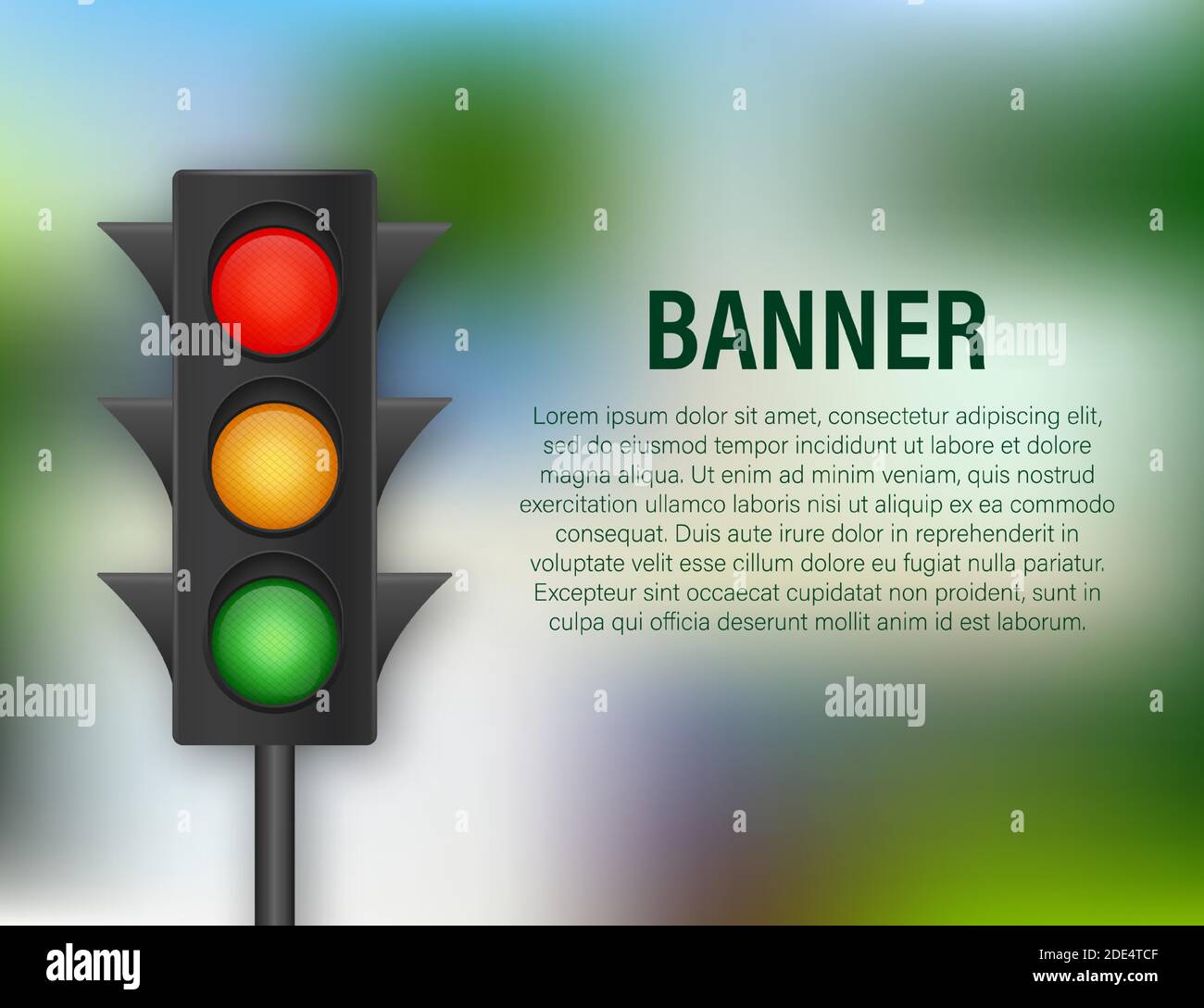 Ampelbanner auf blauem Hintergrund. Vektorgrafik. Stock Vektor