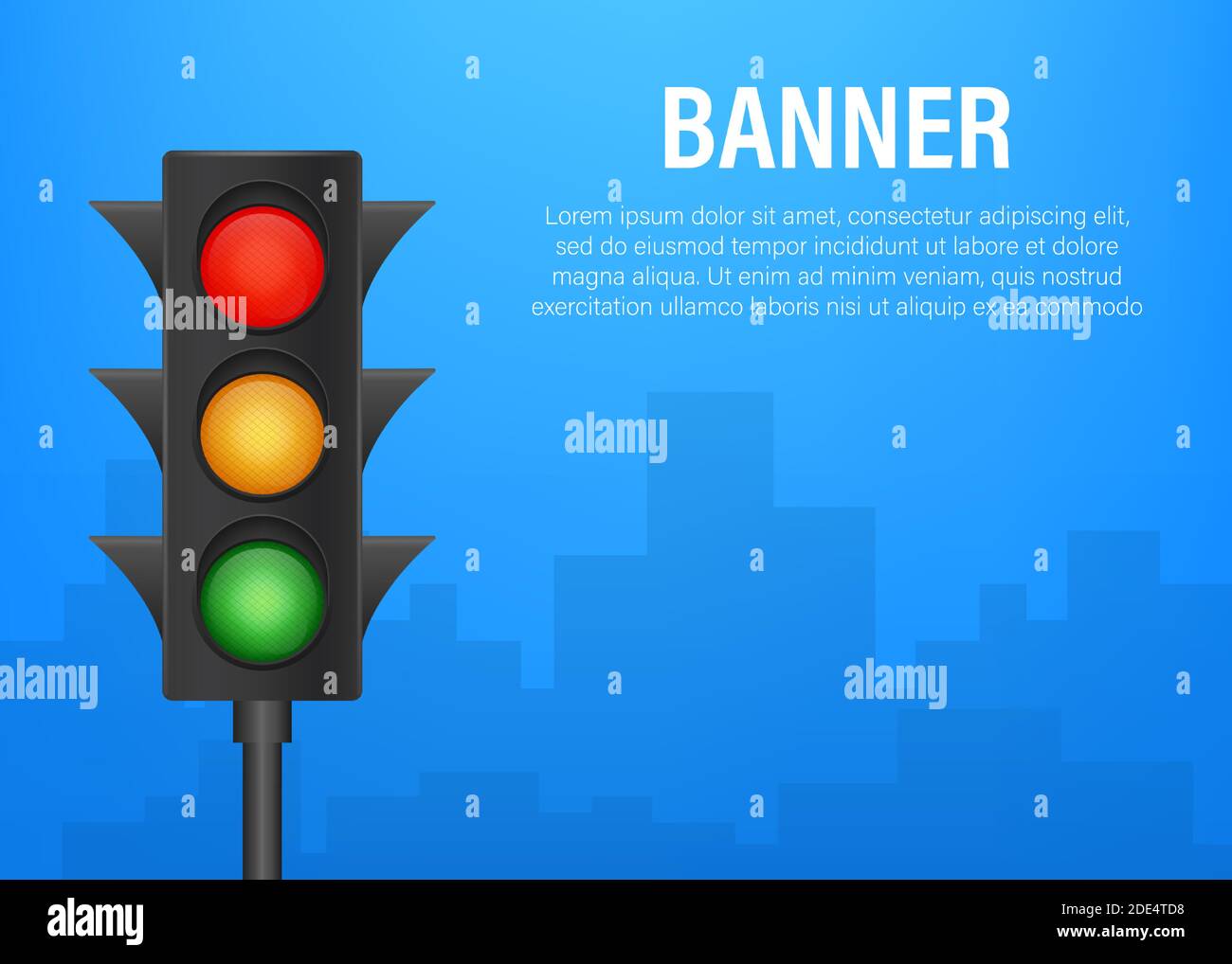 Ampelbanner auf blauem Hintergrund. Vektorgrafik. Stock Vektor