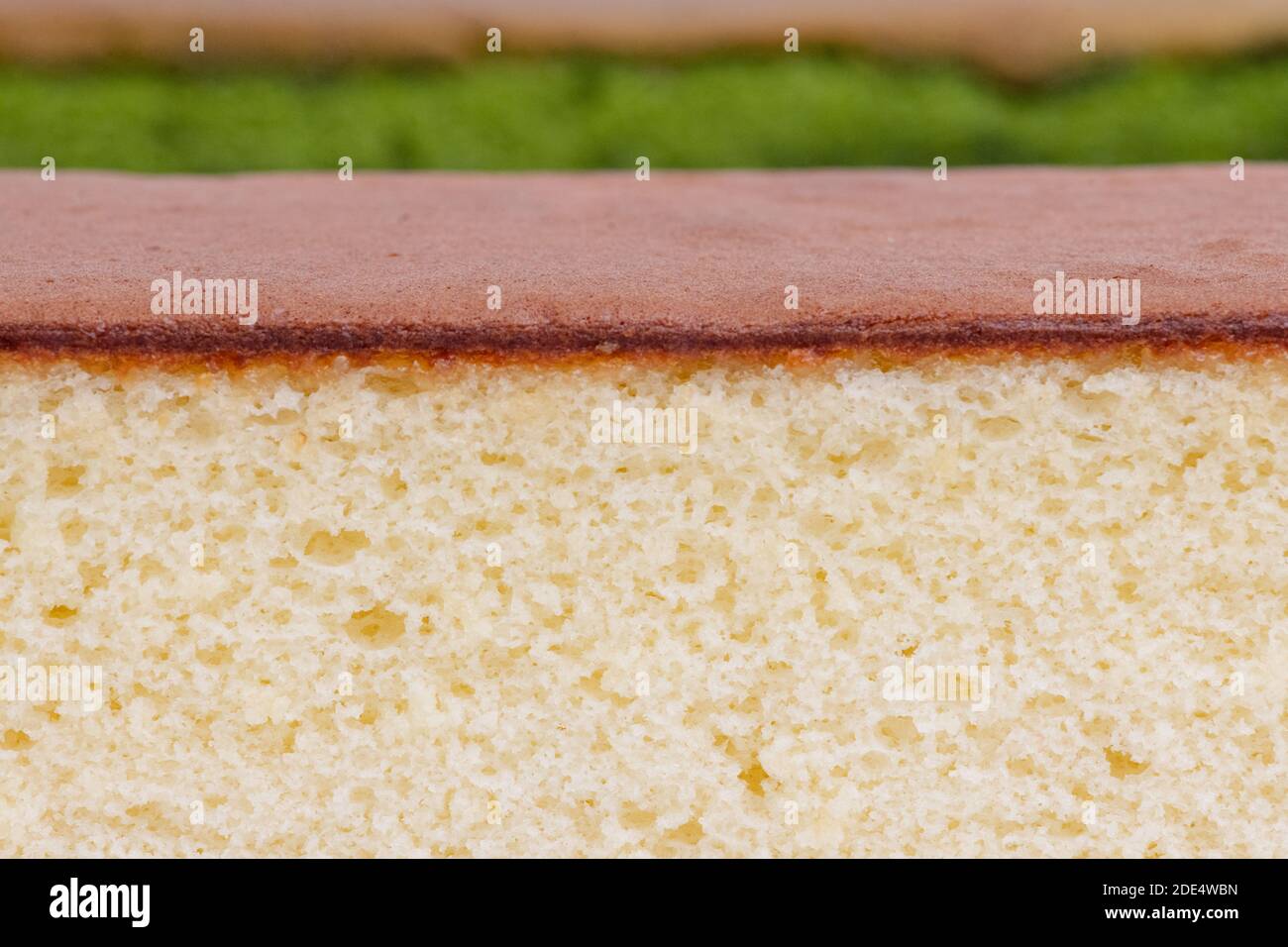 Abschnitt von Biskuitkuchen, castella Kuchen, (japanische Biskuitkuchen) Stockfoto