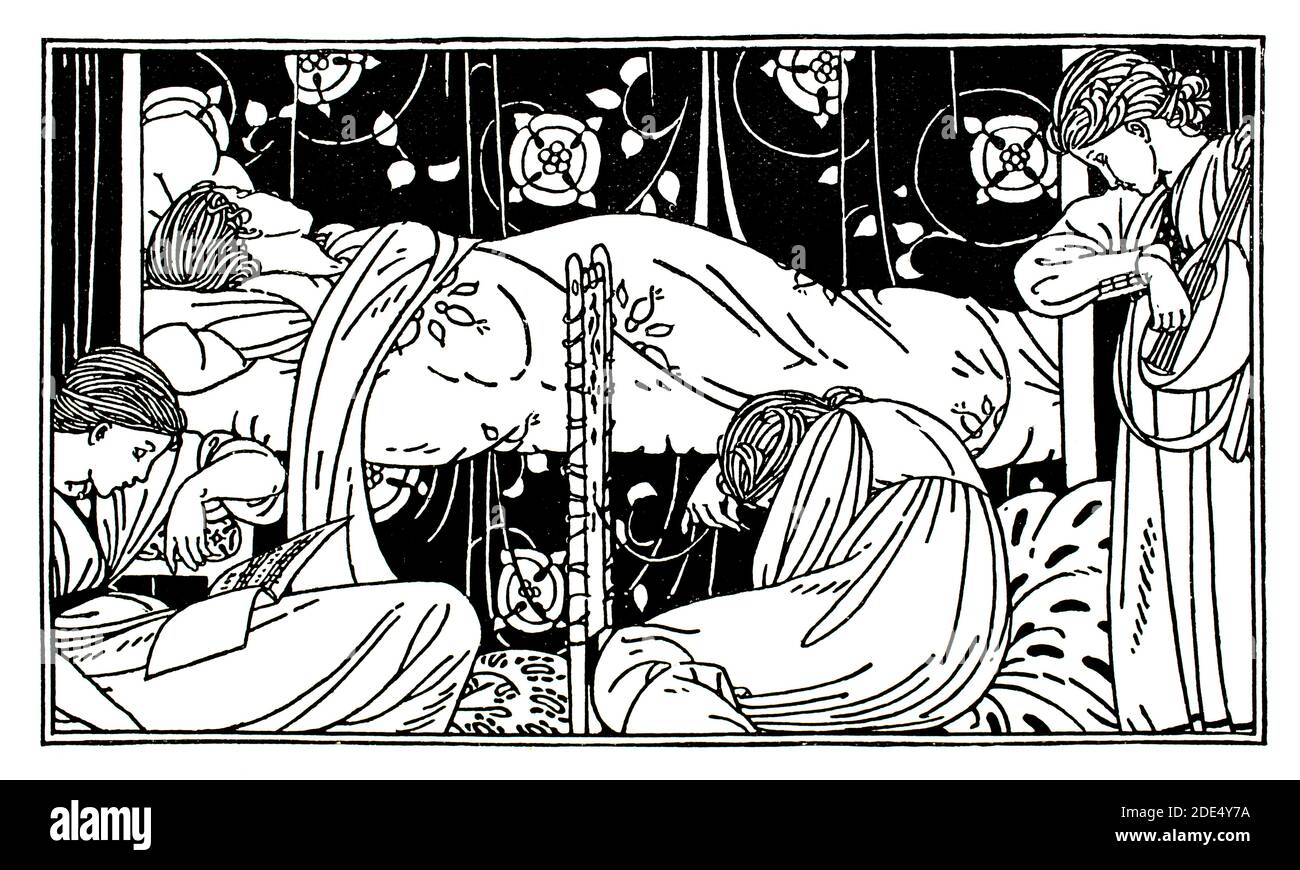 Dornröschen, Märchenillustration von Evelyn Holden, aus Birmingham von 1896 das Studio ein Illustriertes Magazin für bildende und angewandte Kunst Stockfoto