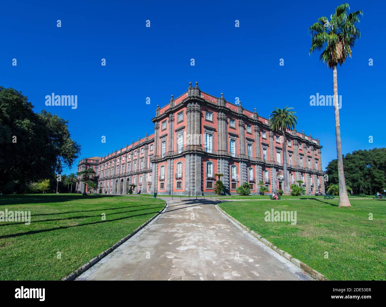 Der Palast von Capodimonte wurde 1742 erbaut und befindet sich auf der Spitze des Capidimonte-Viertels. Er ist ein schönes Beispiel für den Bourbon-palazzo in Neapel Stockfoto