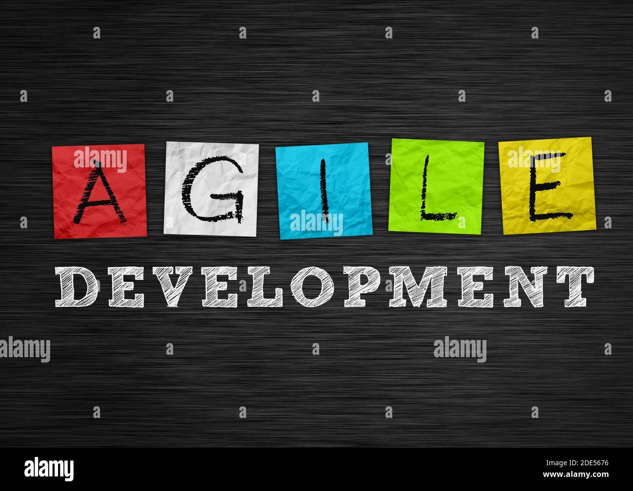Agile Entwicklung – Mitteilung auf dem Schwarzen Brett Stockfoto