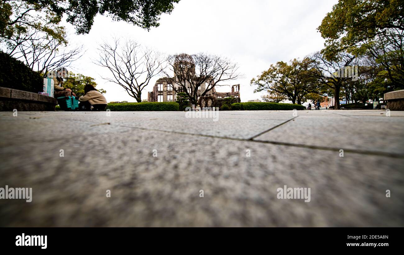 Bilder rund um den Atomdom im Hiroshima Peace Park Stockfoto