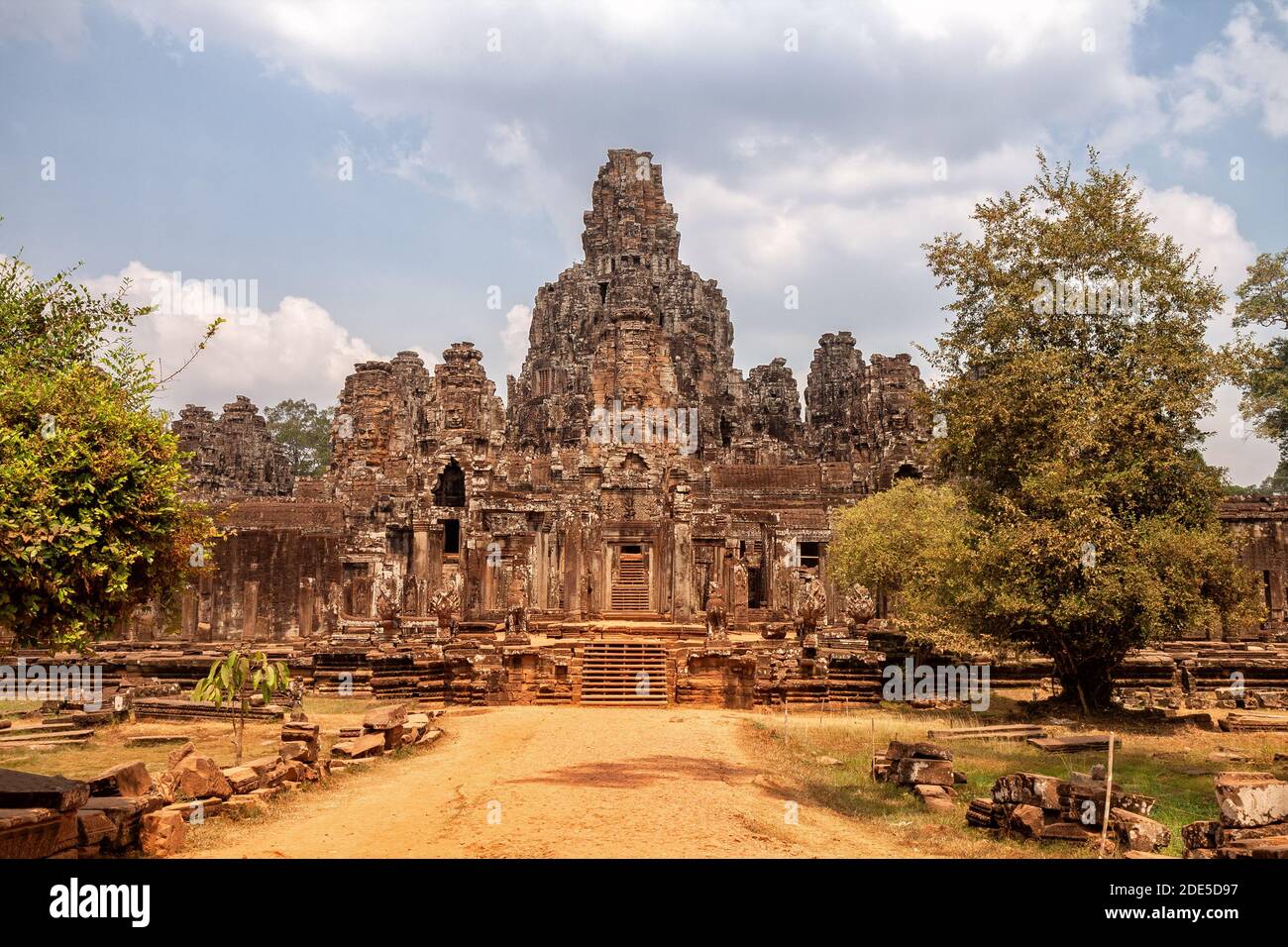 Ruinen des alten Khmer Prasat Bayon Tempels, Angkor Thom, Kambodscha Stockfoto