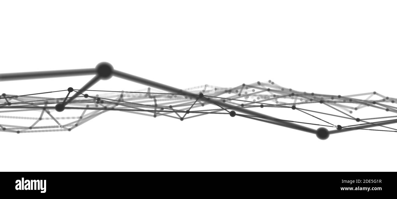 Wireframe-Struktur, modernes abstraktes Gitter Gittergitter, virtueller Hintergrund, digitale Technologie, Wissenschaft oder Datenkonzept, Visualisierung, cgi 3D Render Stockfoto