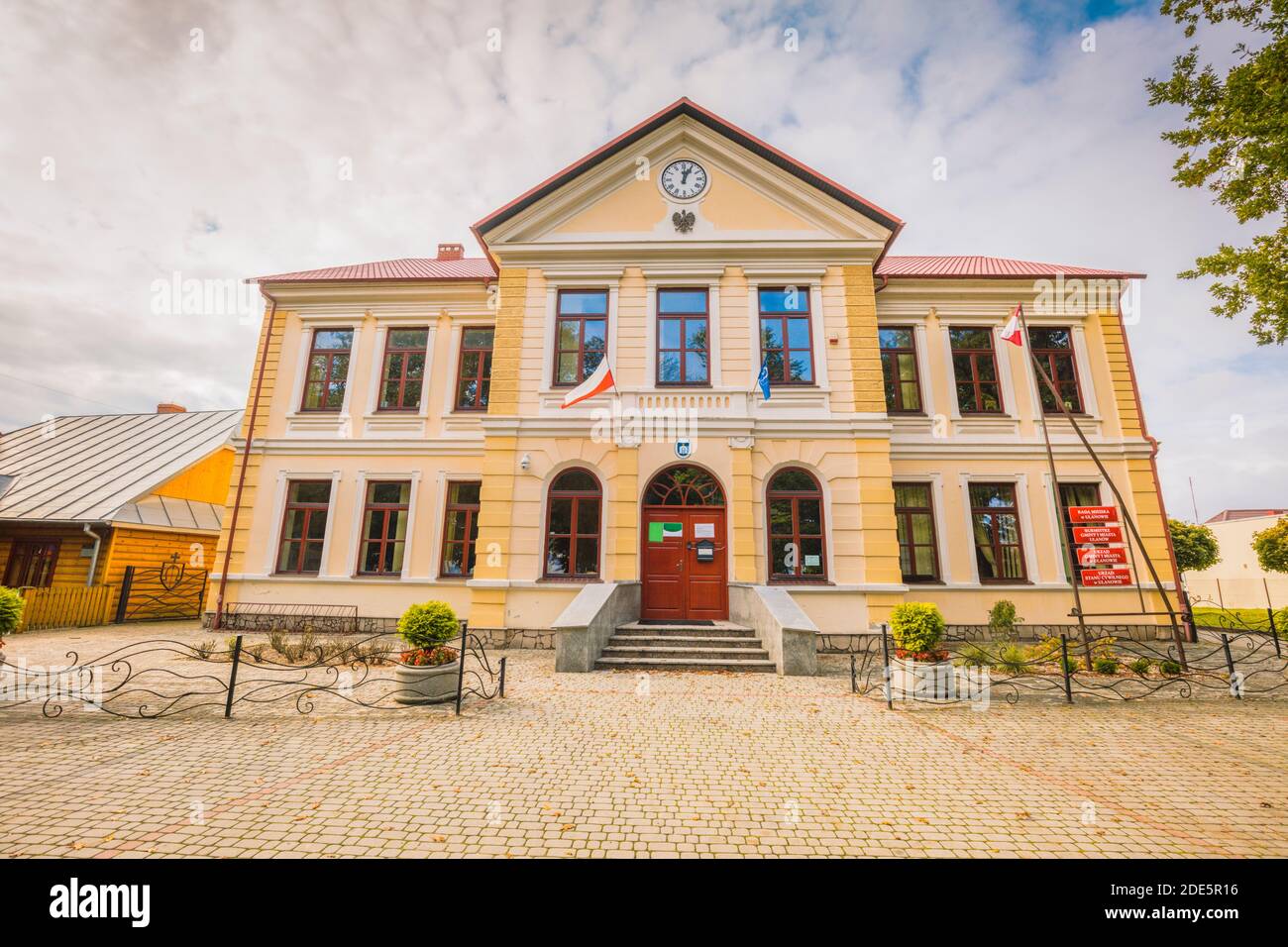 Rathaus von Ulanow. Ulanow, Subcarpathia, Polen. Stockfoto
