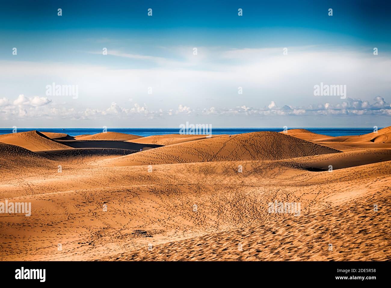 Blick auf Maspalomas Dünen in Playa del Ingles, Maspalomas, Gran Canaria, Spanien. HDR. Stockfoto