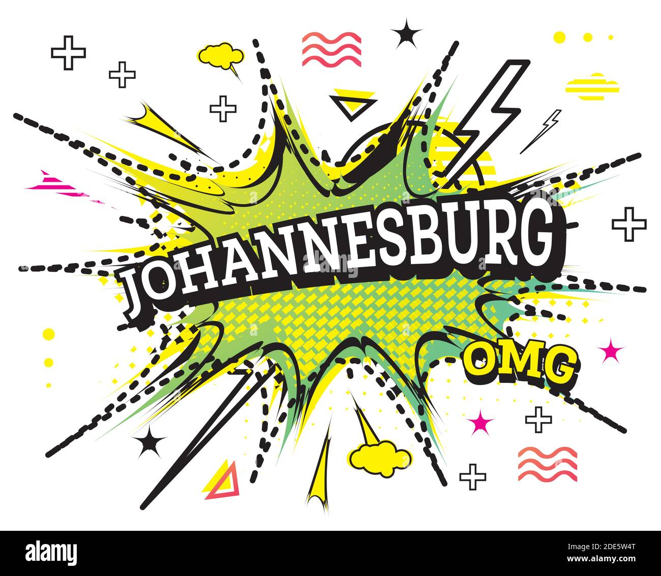 Johannesburg Comic Text in Pop Art Stil isoliert auf weißem Hintergrund. Vektorgrafik. Stock Vektor