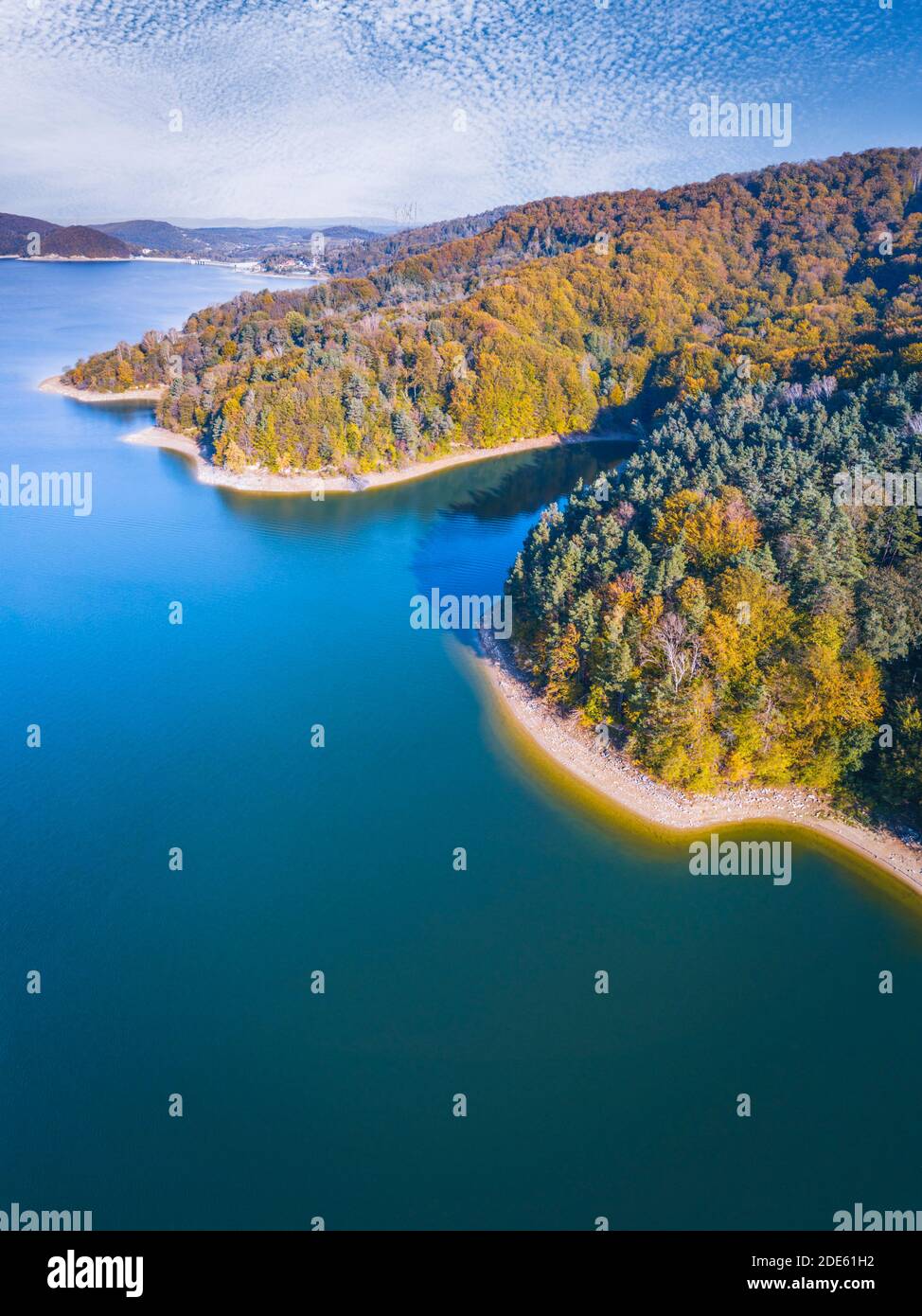 Solina See - Luftaufnahme. Subcarpathia, Polen. Stockfoto