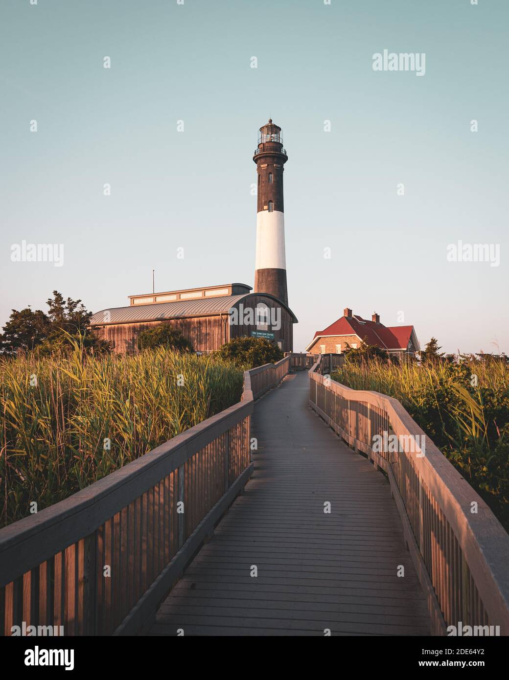 Der Fire Island Leuchtturm und die Promenade, Long Island, New York Stockfoto