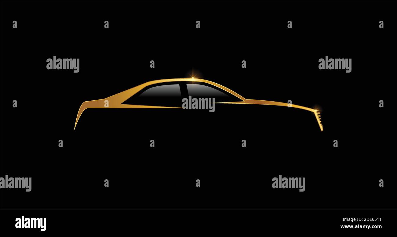 Ein Vektor-Illustration von golden umrissenen Auto-Schild Stock Vektor