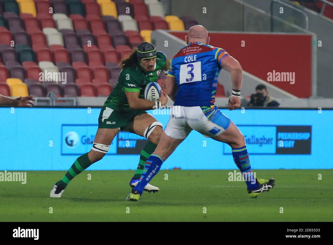 u London, England. 29. November 2020. Blair Cowan von London Irish während des Gallagher Premiership-Matches zwischen London Irish und Leicester Tigers im Brentford Community Stadium. Kredit: Richard Perriman/Alamy Live Nachrichten Stockfoto