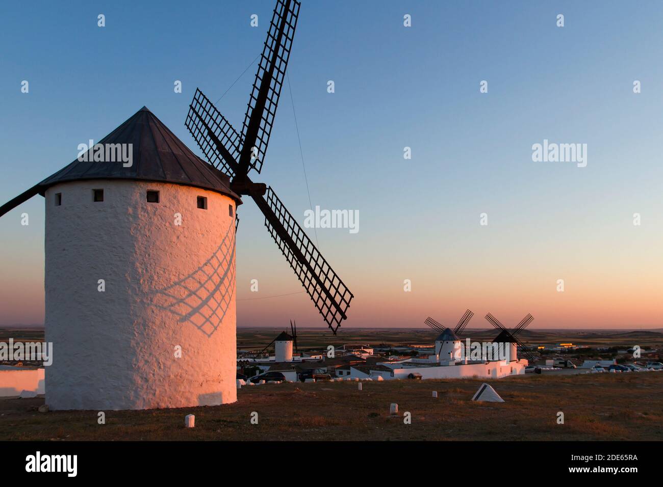 Traditionelle Windmühlen in Campo de Criptana, Ciudad Real, Spanien Stockfoto
