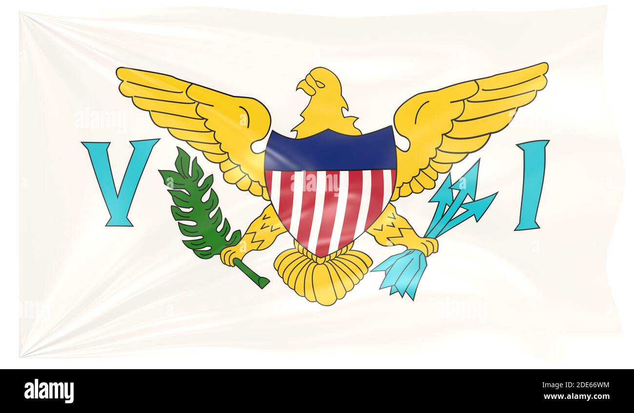 3d-Rendering einer winkenden Flagge der amerikanischen Jungferninseln Stockfoto