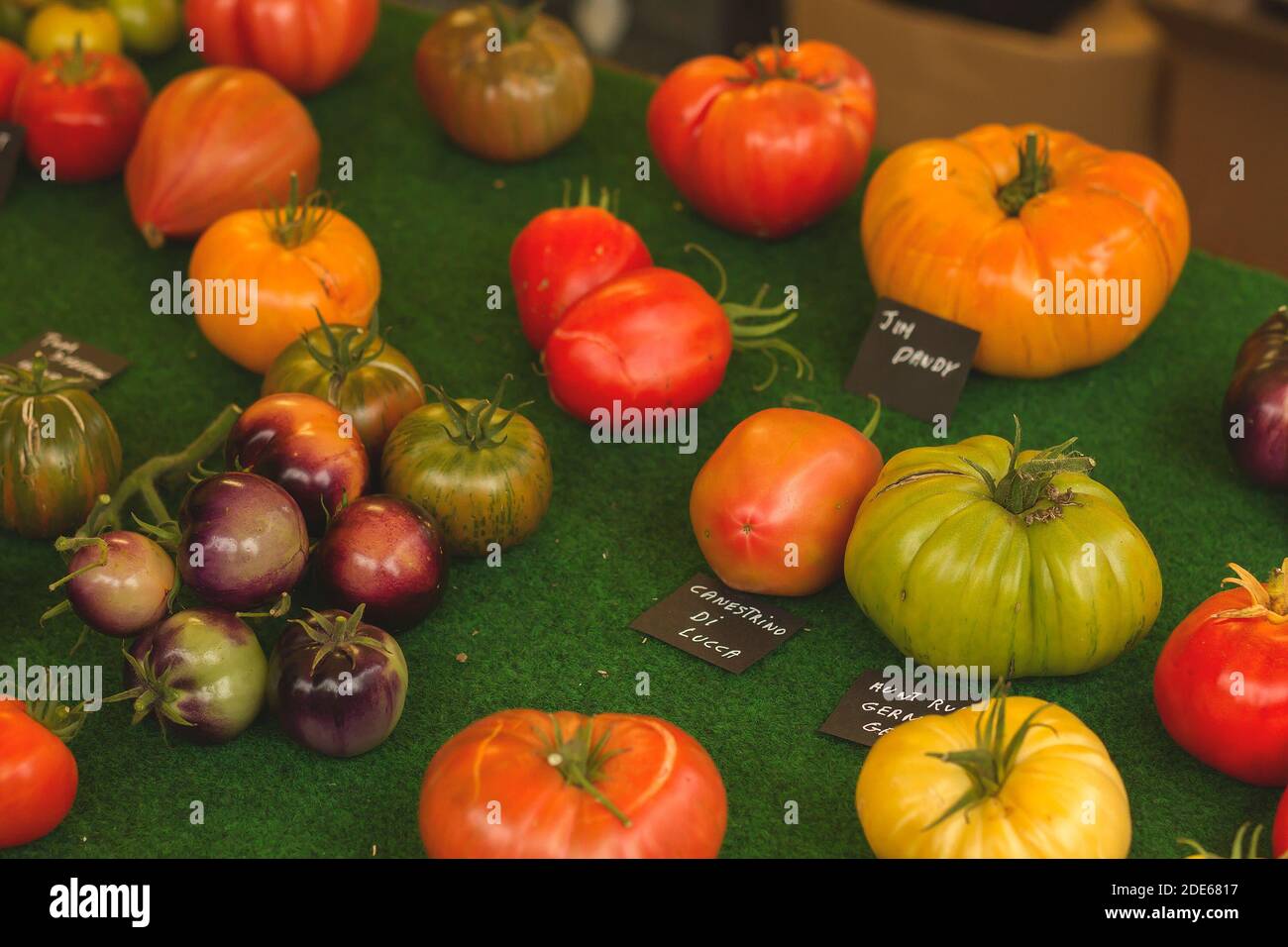 Verschiedene Sorten von ecologic Tomaten Stockfoto