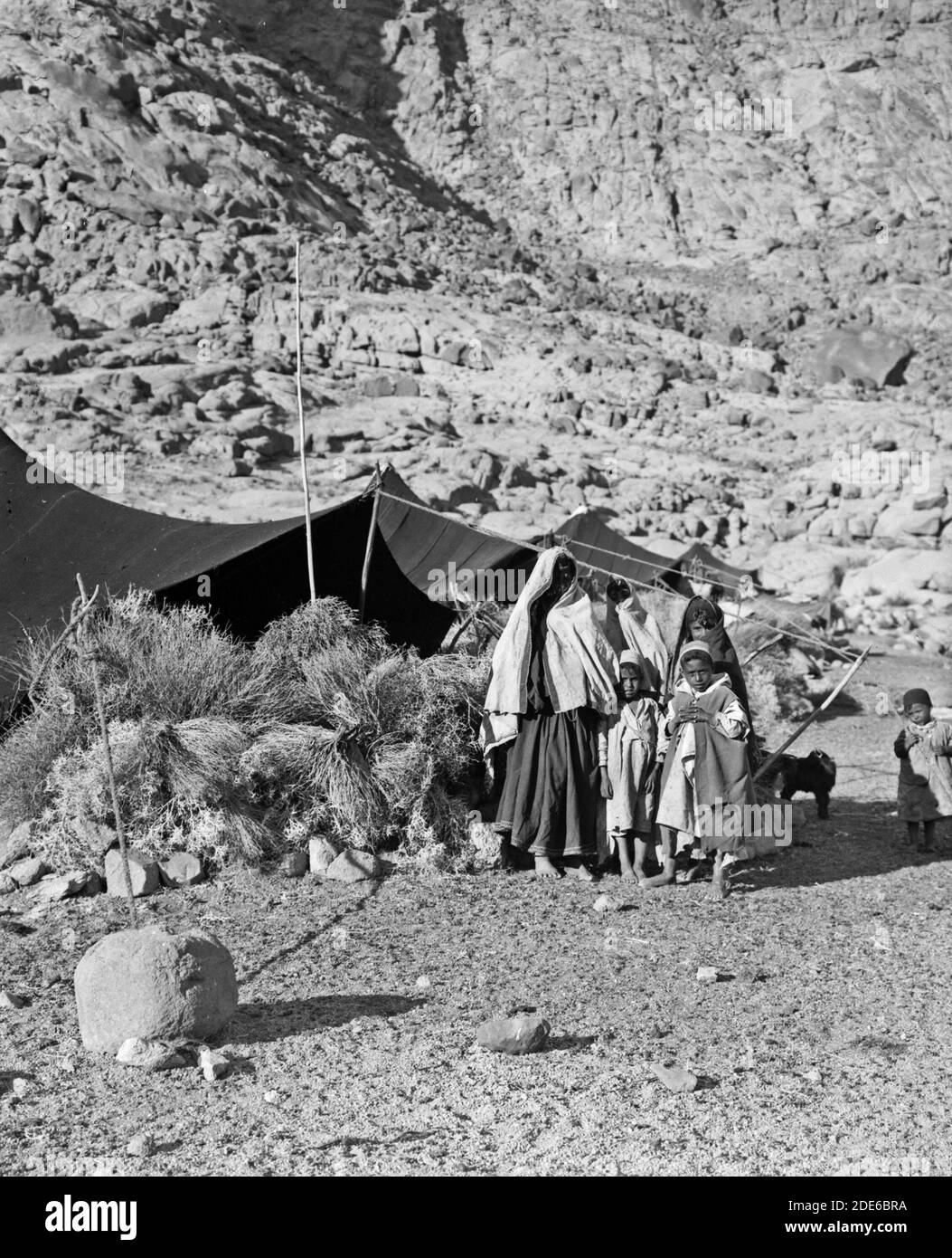 Nach Sinai über das Rote Meer Tor und Wady Hebran. Beduinenlager. Ca. 1900 Stockfoto