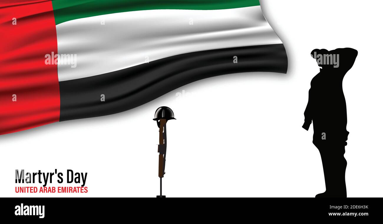 Illustration des gedenktages der vae. Märtyrertag der Vereinigten Arabischen Emirate. Design für Karte, Plakate. Stock Vektor