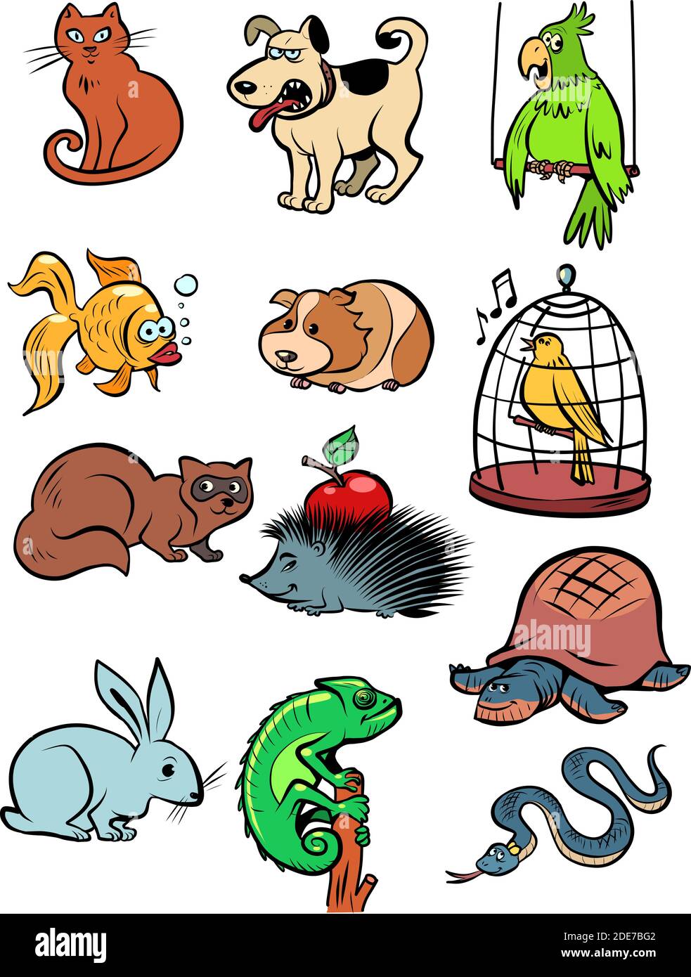 Haustiere Tiere Sammlung Set Symbole Symbole Stock Vektor