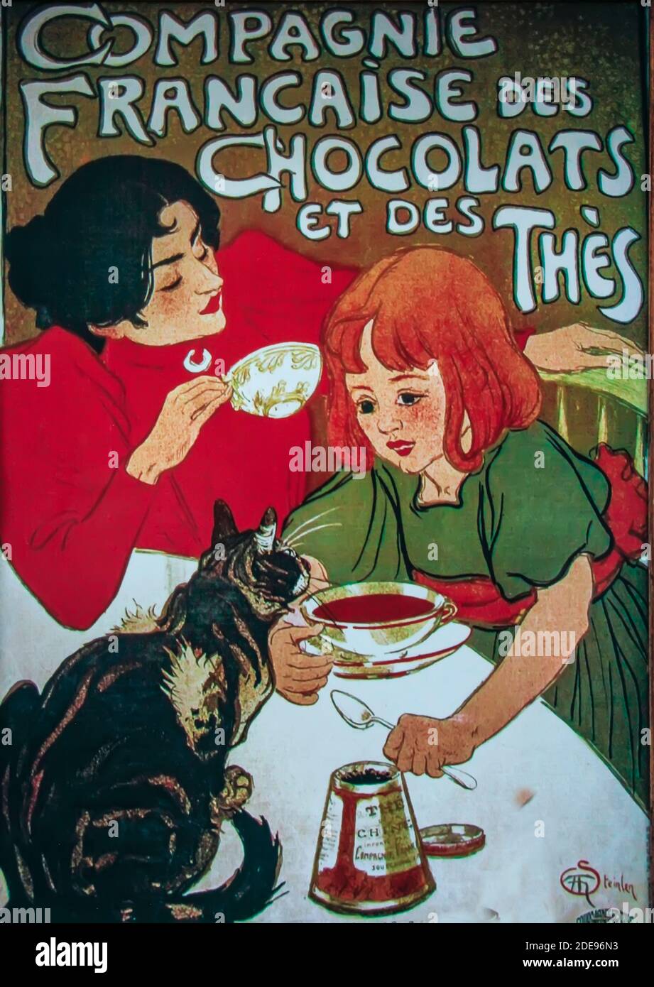 Vintage Französisch Poster Compagnie Francaise des Chocolats et des Thés Stockfoto