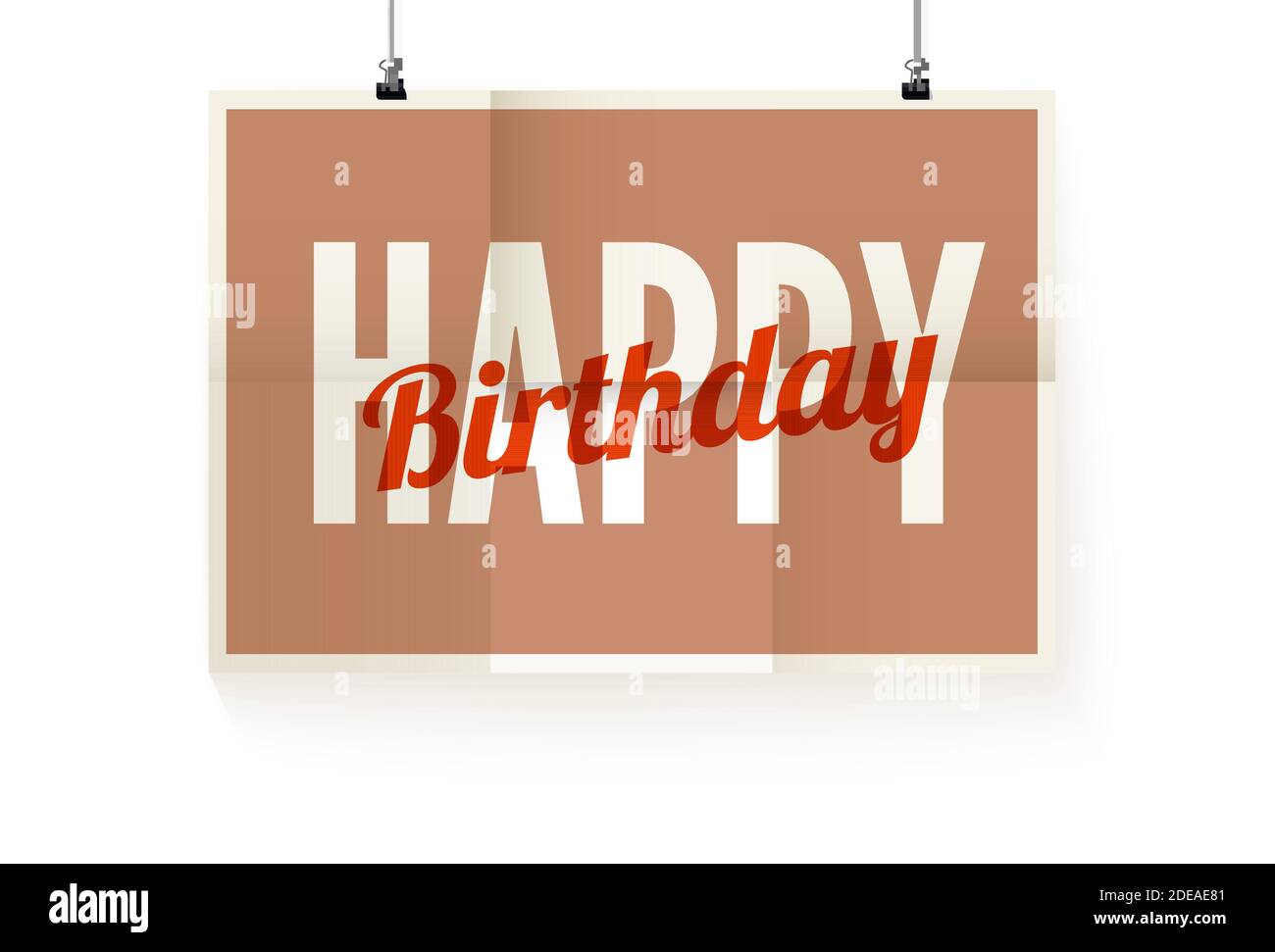 Alles Gute zum Geburtstag. Poster Design von Text an der Wand hängen. Papier mit Falten. Vektor-3d-Illustration. Stock Vektor