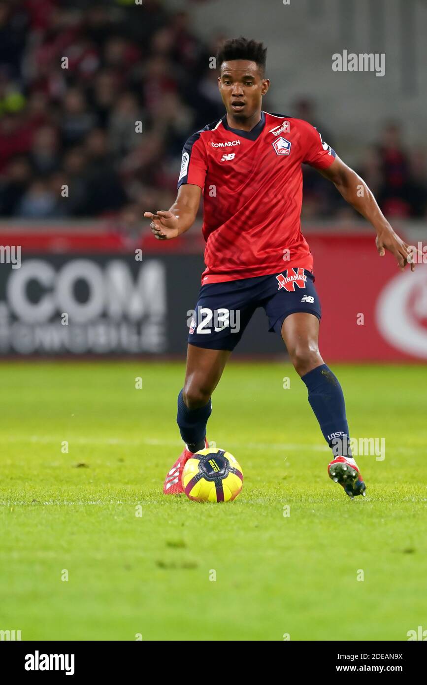 Thiago Mendes während des französischen Fußballspiels L1 zwischen Lille und Dijon im Pierre-Mauroy-Stadion in Villeneuve d'Ascq, in der Nähe von Lille, Nordfrankreich, am 3. März 2019. Foto von Sylvain Lefevre/ABACAPRESS.COM Stockfoto