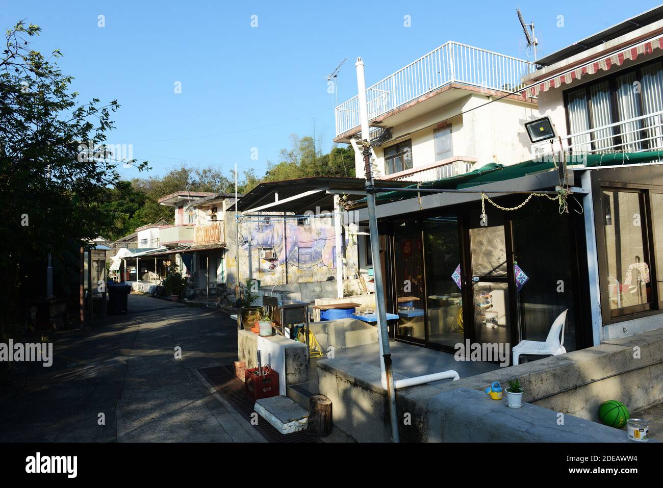 Lo so Shing Dorf auf Lamma Insel in Hong Kong. Stockfoto