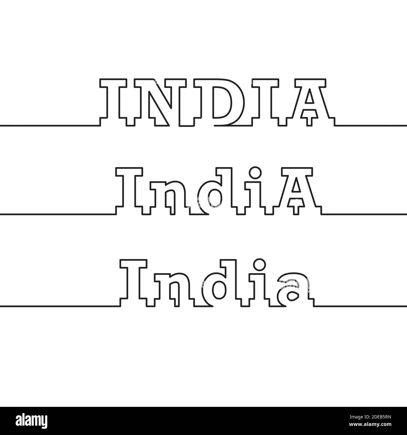 INDIEN. Der Name des Landes wird mit polygonalen Linien gezeichnet. Stock Vektor