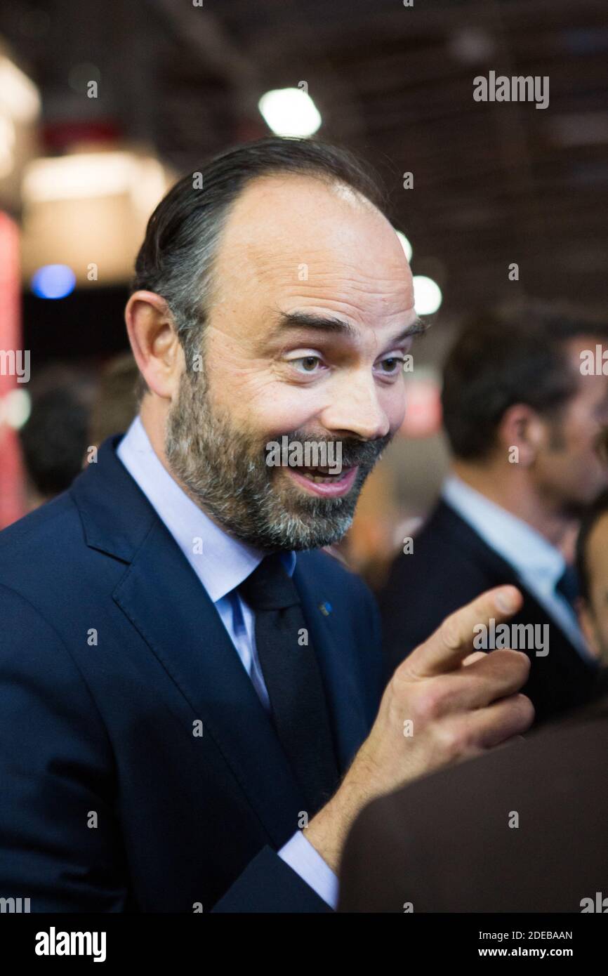 Der französische Premierminister Edouard Philippe besucht am 14 2019. März die Buchmesse ( Salon du livre ) in Paris, Frankreich. Foto von Raphael Lafargue/ABACAPRESS.COM Stockfoto