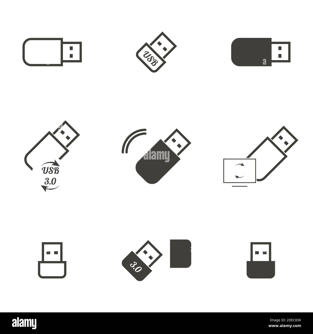 Satz von Objekten zum Thema USB-Symbole Stock Vektor