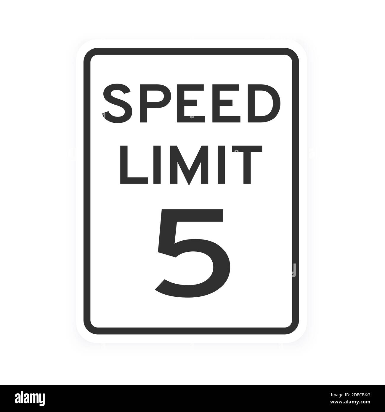 Geschwindigkeitsbegrenzung 5 Straßenverkehrssymbol Schild flacher Stil Design Vektor Illustration. Stock Vektor