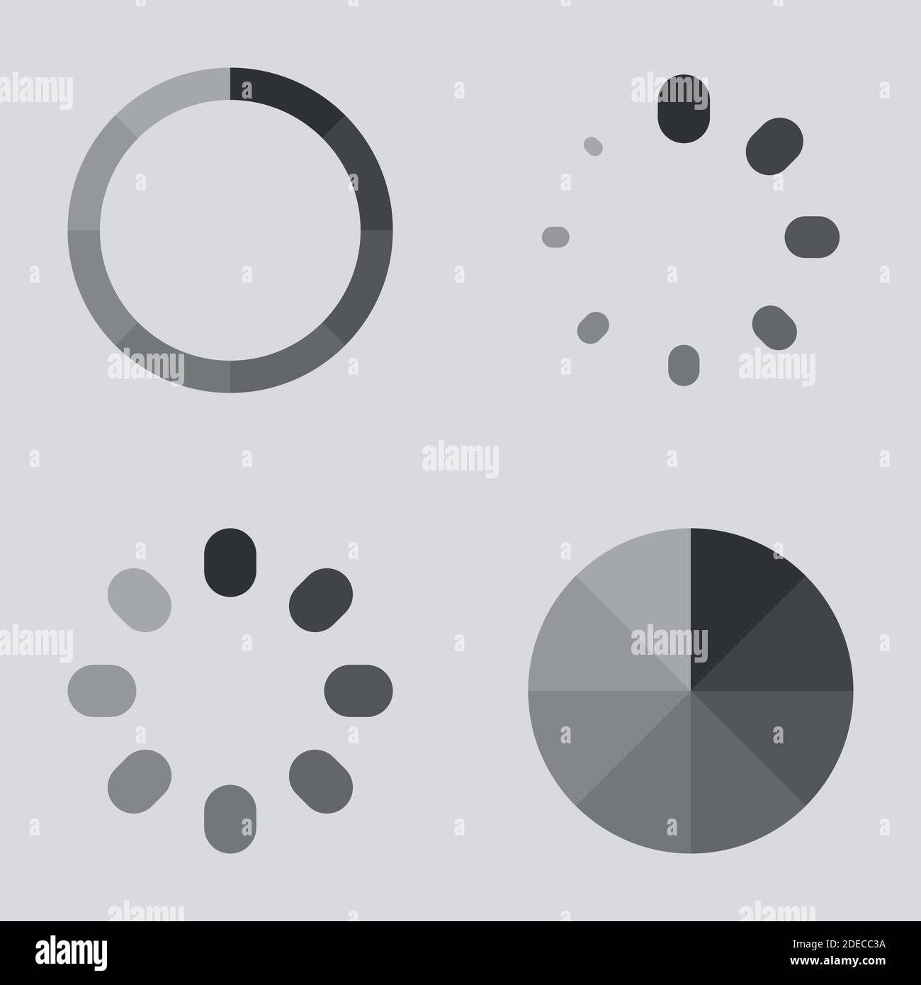Preloader, Fortschrittsanzeigen, Loader-Symbole Stock Vektor