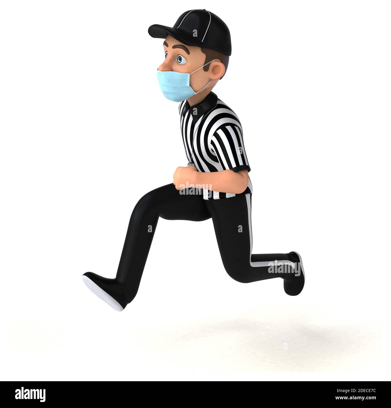 Fun 3D Illustration eines amerikanischen Schiedsrichters mit einer Maske Stockfoto