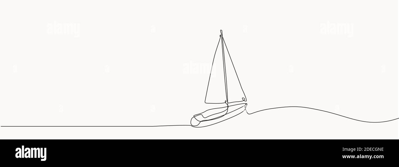 Kontinuierliche Linienzeichnung des Segelbootes Stock Vektor