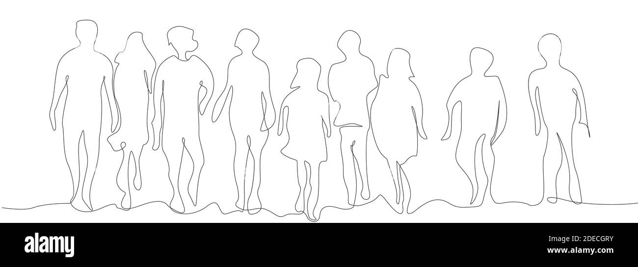 Silhouetten Gruppe von Menschen in einer Reihe. Vektor Stock Vektor