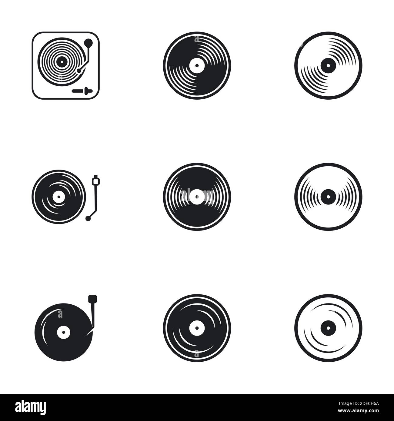Icons für Thema Vinyl. Weißer Hintergrund Stock Vektor