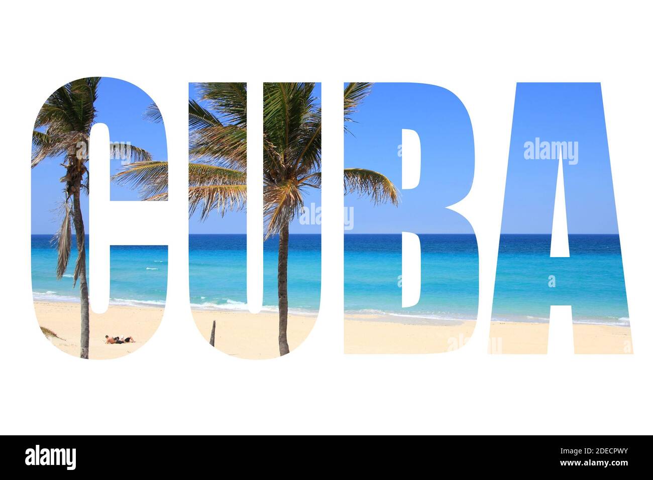 Kuba Wort - Reiseziel Buchstaben isoliert auf weißem Hintergrund. Stockfoto