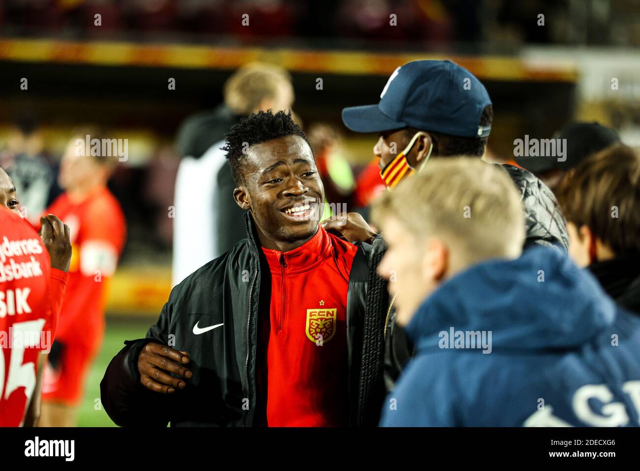 Farum, Dänemark. November 2020. Kamal-Deen Sulemana vom FC Nordsjaelland gesehen nach dem 3F Superliga Spiel zwischen FC Nordsjaelland und AGF in Right to Dream Park, Farum. (Foto Kredit: Gonzales Foto/Alamy Live News Stockfoto